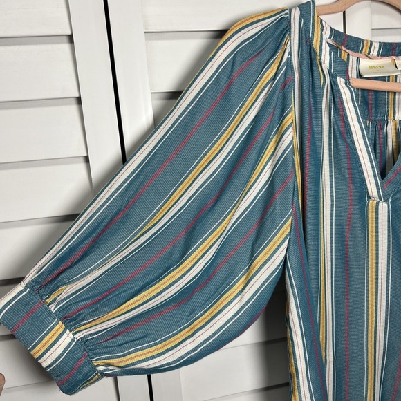 Anthropologie Maeve Byron Striped Balloon Sleeve V-Neck Boho Top Women's Size XS - Picture 7 of 10